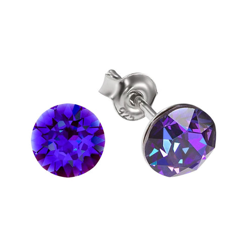 Sudraba auskari "Klasika (Heliotrope)" ar Swarovski™ kristāliem